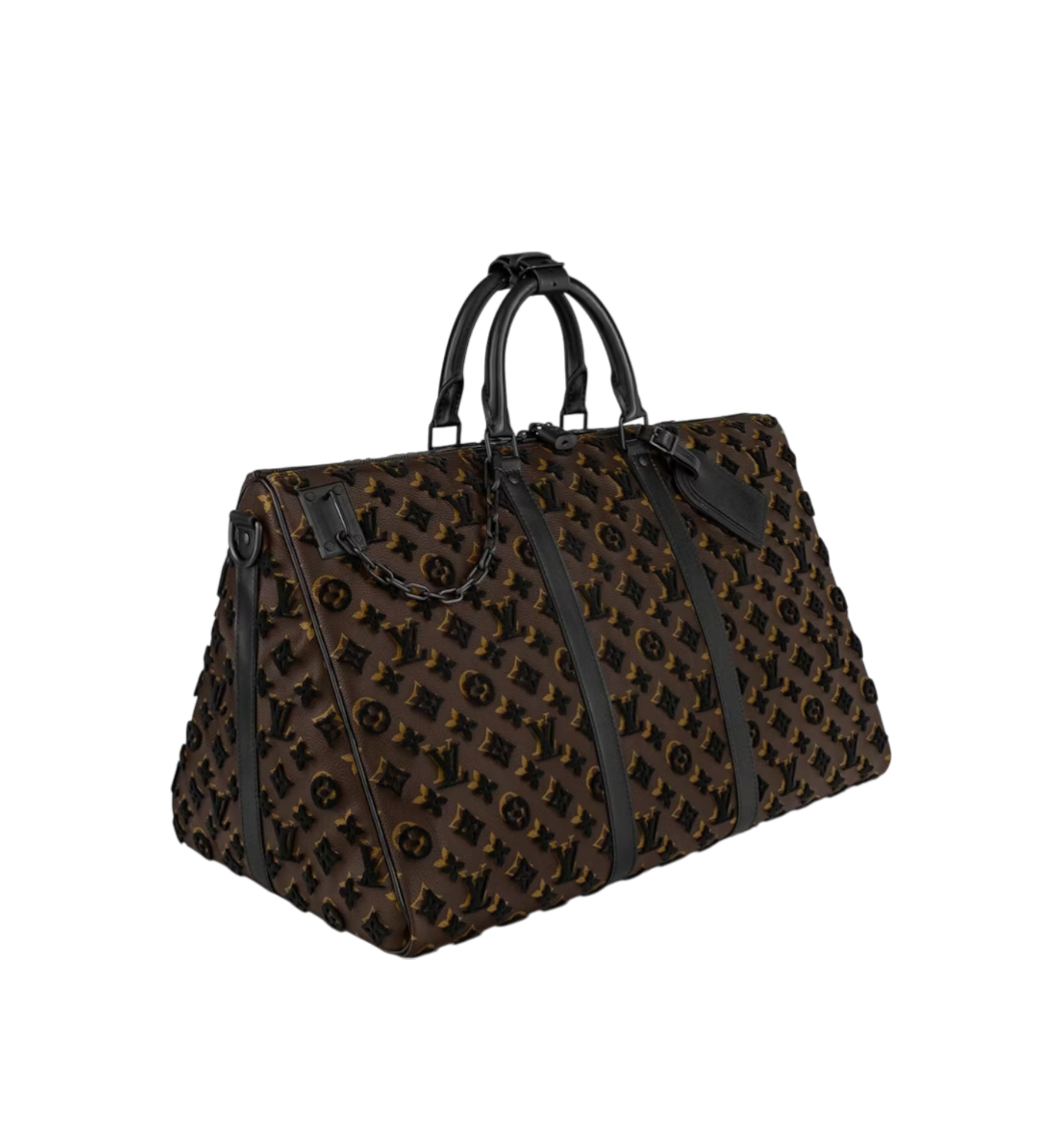 Louis Vuitton Monogram Tuffetage Keepall Triangle Bandouliere 50 Black