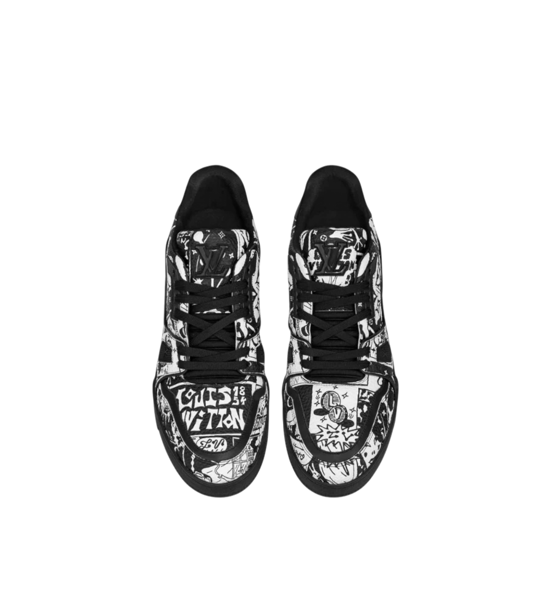 Louis Vuitton Sneaker #54 Black N White Cartoon Men
