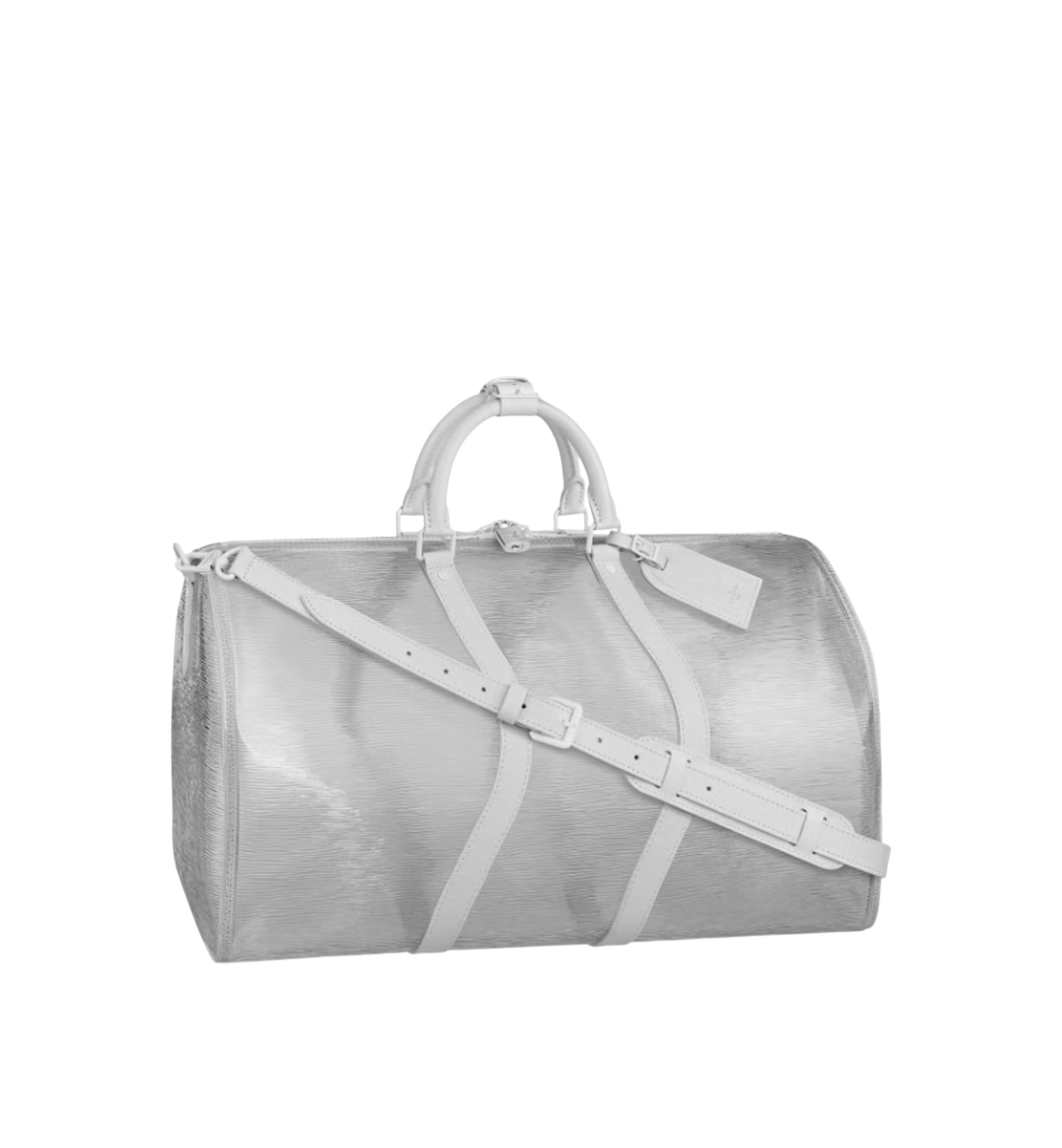Louis Vuitton Virgil Abloh White Epi Leather Keepall Bandoulière Wavy 50 White Hardware, 2020