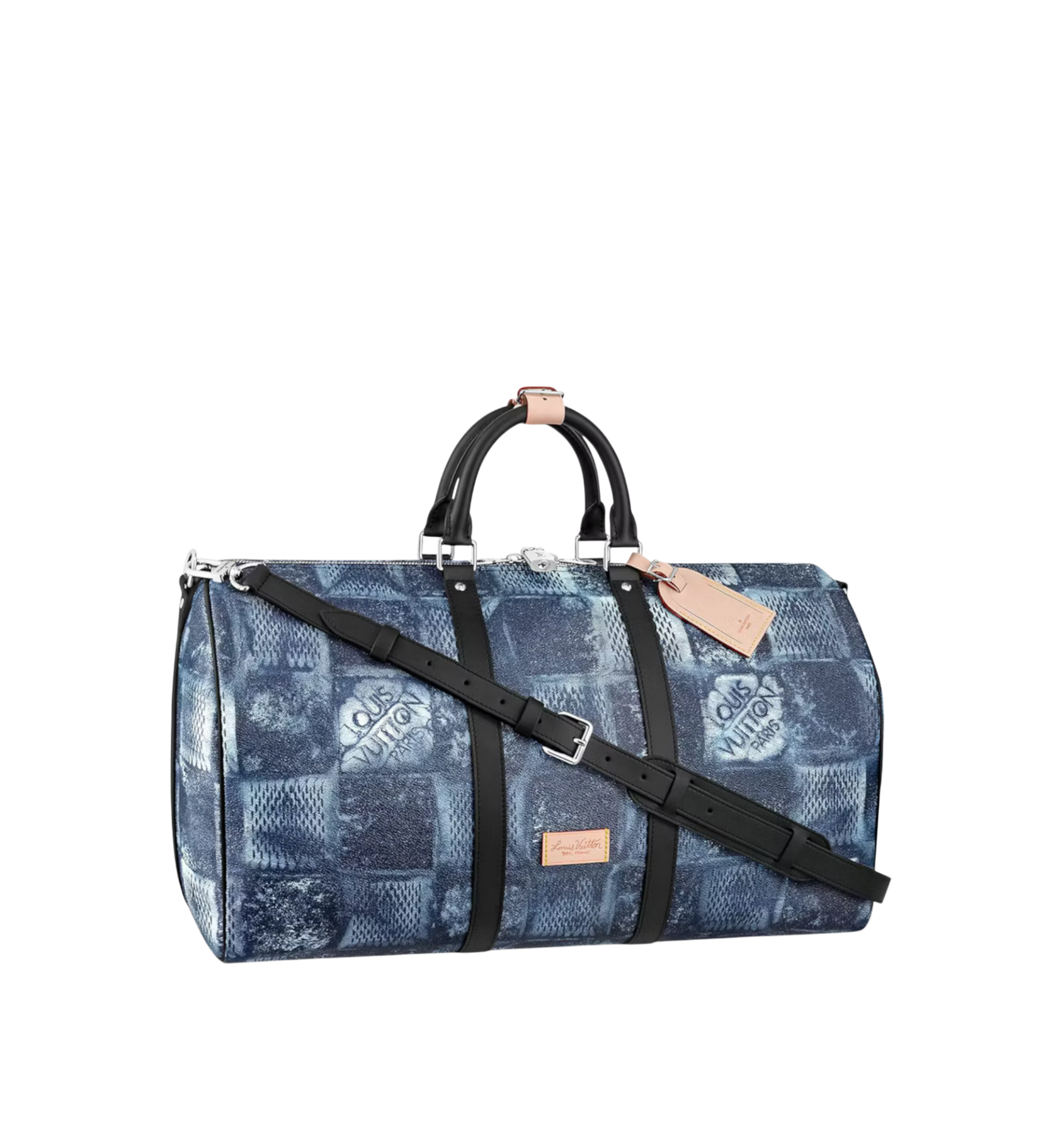 Louis Vuitton Marine Damier Salt Canvas Keepall Bandoulière 50 Silver Hardware, 2021