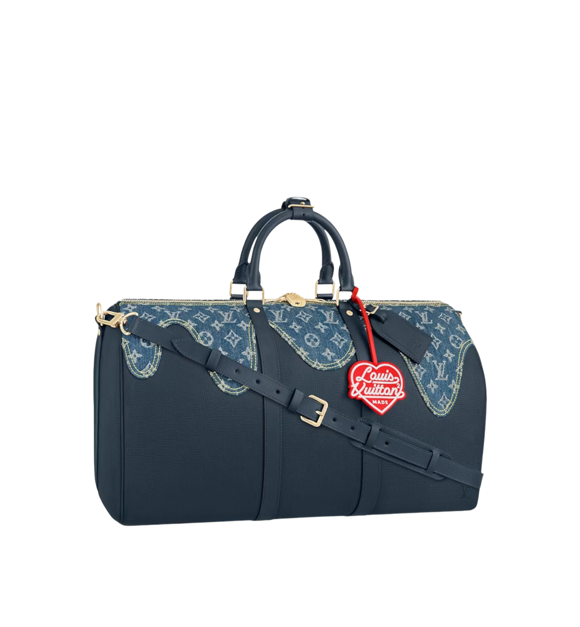 Louis Vuitton Virgil Abloh Nigo Blue Monogram Denim Drip & Tuairillon Keepall Bandouliere 50 Limited Edition