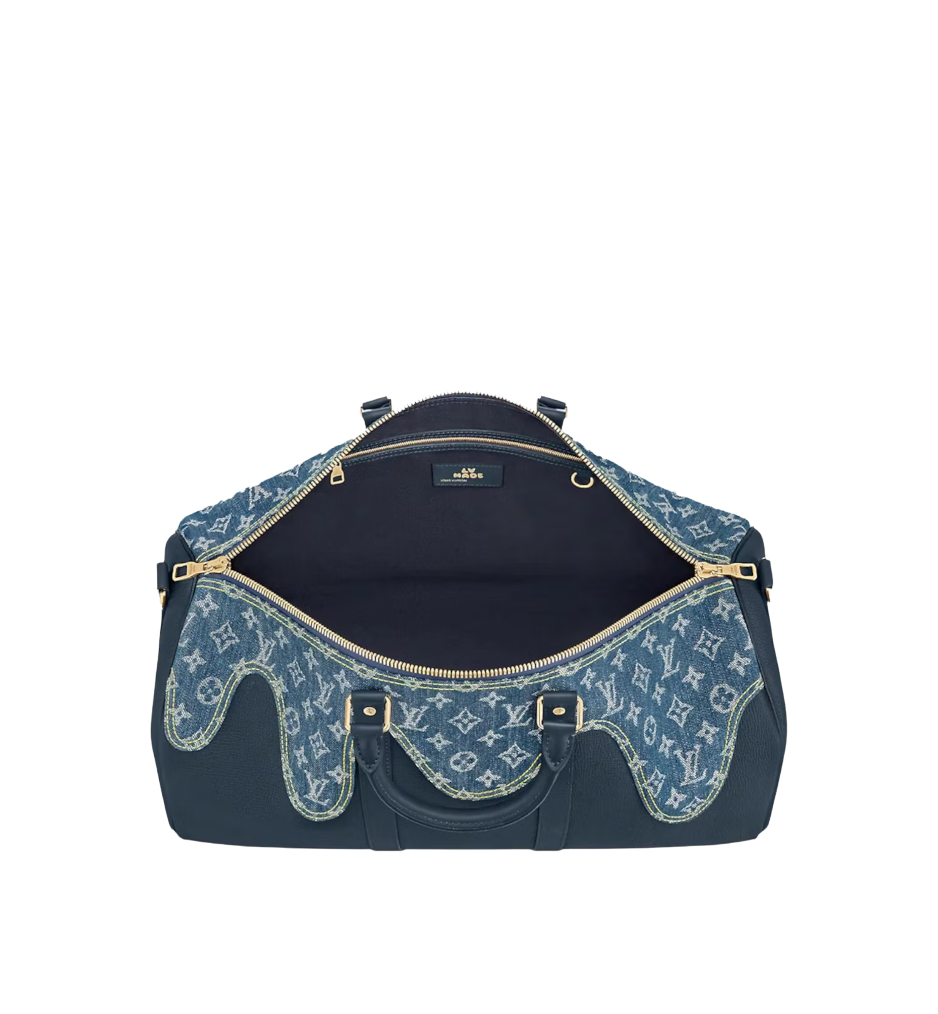 Louis Vuitton Virgil Abloh Nigo Blue Monogram Denim Drip & Tuairillon Keepall Bandouliere 50 Limited Edition